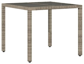 3 részes szürke polyrattan/üveg kerti étkezőgarnitúra párnával