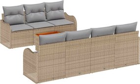 vidaXL Kerti Kanapé Szett párnával 8 pcs Bézs polirattan