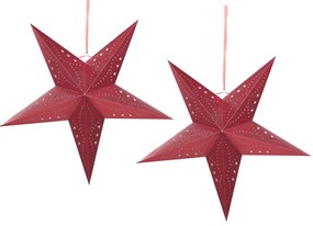 Piros Csillogó LED-es Papírcsillag Kétdarabos Szettben 60 cm MOTTI Beliani