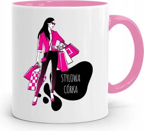 Rózsaszín Bögre Ajándék Lányának Stílusos Lánya fényképes nyomattal