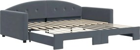 vidaXL sötétszürke kihúzható bársony heverő 100 x 200 cm