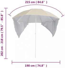 homokszínű strandnapernyő oldalfalakkal 215 cm
