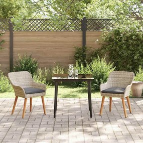 Étkezőgarnitúra 3 pcs Világosszürke Poli rattan