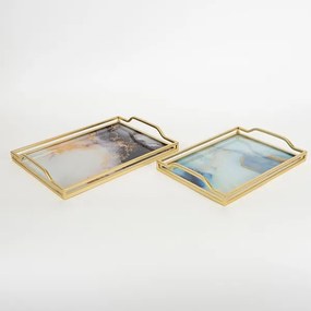 KÉSZLET 2x Dekoratív tálca 40x30/35x25 cm arany