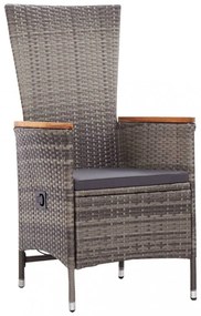 2 db szürke polyrattan kültéri szék párnával