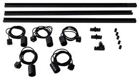 Modern sínrendszer 5 fekete függőlámpa - Iconic Cavalux