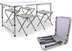Kemping asztal 120x60x70cm és 4 szék White