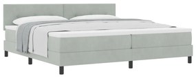Boxspring Ágy Matraccal Világosszürke 200x200 cm Bársony