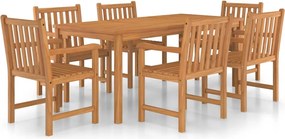 vidaXL 7 részes tömör tíkfa kerti étkezőgarnitúra 180 x 90 cm