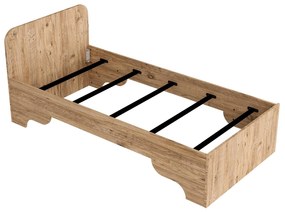 Egyszemélyes ágy 80 cm Poleso 2 (atlanti fenyő + bézs) (ágyráccsal). 1094827