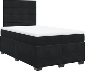vidaXL fekete bársony rugós ágy matraccal 120 x 200 cm