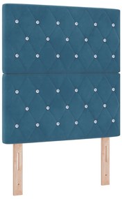 Fejtámla Kristály Gombos Tuftált Sötétkék 80 cm Bársony, Fejtámla Kristály Gombos Tuftált Sötétkék 160 cm Bársony