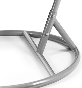 Szürke függőszék KOKON állvánnyal, világoszöld mintás párnával