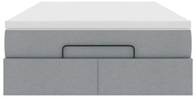 Ottomán ágykeret matraccal világosszürke 120x190 cm szövet