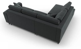 Sötétszürke bársony kinyitható tárolóhelyes sarokkanapé (bal oldali-L alakú) Kyoto – Cosmopolitan Design