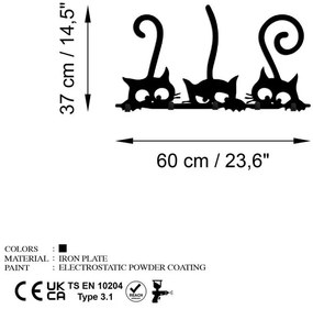 Fali Dekoráció  - Fém fali akasztó, Hidden Cats
