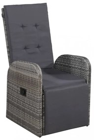 szürke dönthető háttámlás polyrattan kerti szék párnával