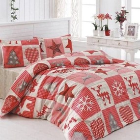 Pamut lepedők Karácsonyi Winter piros TiaHome - 1x Párna 90x70cm, 1x Paplan 140x200cm