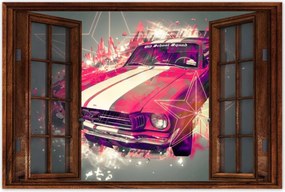 Poszter 90x60 Rózsaszín Ford Mustang