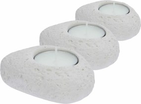 Stone beton gyertyatartó készlet barna, 8,5x 3,5 x 7 cm, 3 db