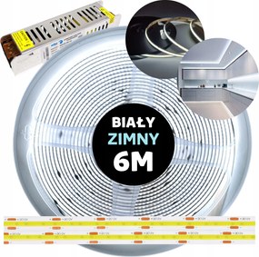 Led szalag Cob folyamatos vonal neon tápegységgel hideg fehér 12V 6M