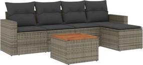 vidaXL 6 részes szürke polyrattan kerti ülőgarnitúra párnákkal