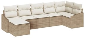 vidaXL Kanapé Szett párnával 7 pcs Bézs polirattan