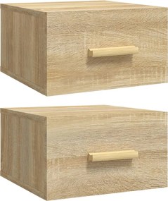 vidaXL 2 db sonoma tölgy falra szerelhető éjjeliszekrény 35x35x20 cm