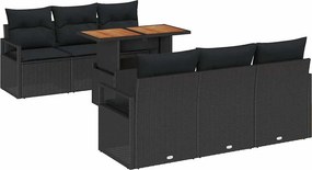 vidaXL Kerti Kanapé Szett párnával 7 pcs Fekete