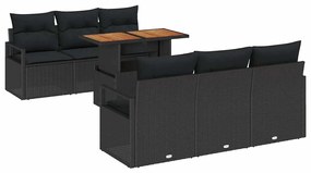 vidaXL Kerti Kanapé Szett párnával 7 pcs Fekete