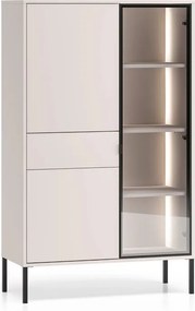 Harmona magas vitrin 92 cm fiókkal és világítással - kasmír