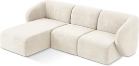 Bézs zsenília sarokkanapé (bal oldali-heverő résszel) Lani – Makamii
