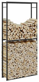 tűzifa állvány Fekete 100x30x209 cm Acél