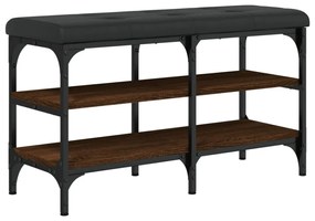 barna tölgy színű szerelt fa cipőtároló pad 82 x 32 x 47 cm