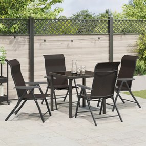 5 darabos kerti étkező szett Fekete Poly Rattan