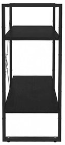 kétszintes fekete tömör fenyőfa könyvszekrény 80 x 30 x 70 cm