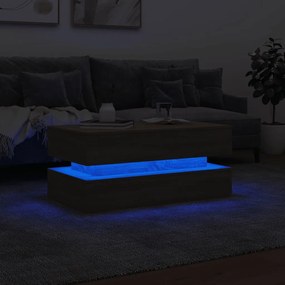 Sonoma tölgy színű dohányzóasztal LED-lámpákkal 90x50x40 cm