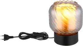 Globo 15754T Asztali lámpa, fém fekete matt, füstszínű üveg, fehér üveg, kábel PVC fekete, billenőkapcsoló a kábelen, ø: 140mm, M: 170mm, kábel hossza 1500mm, 1x E27 25W 230V izzó nélkül