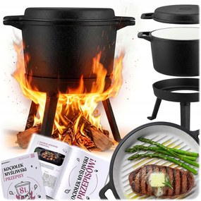 Öntöttvas Bogrács Zománcozott Fazék 8L álló Grill Serpenyő Receptek