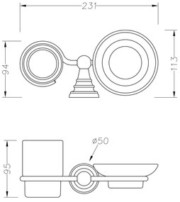 SAPHO 1318-04 Diamond szappantartó, fogkefetartó, bronz