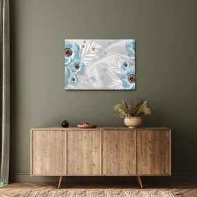Kép - 3D kék virágok (70x50 cm)