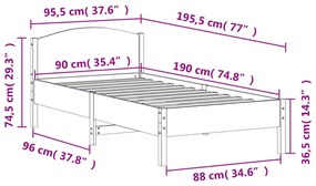 viaszbarna tömör fenyőfa ágy matrac nélkül 90 x 190 cm