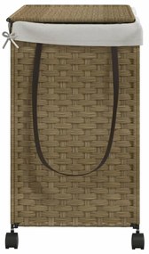 polyrattan szennyeskosár kerekekkel 60x35x60,5 cm