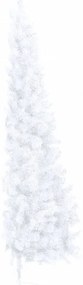 fehér PVC fél műkarácsonyfa állvánnyal 240 cm
