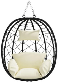 Függő tojásfotel állvány nélkül Krém fehér Poli Rattan
