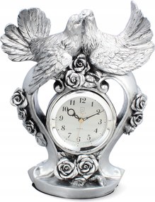 Ezüst kandalló óra Livello Galamb pár luxus palota dekoráció