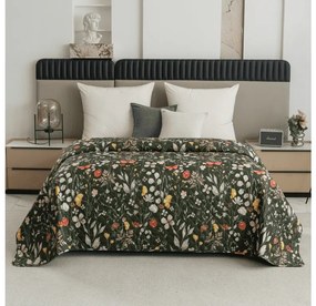 Ágytakaró COLORFUL MEADOW sötétzöld Méret: 170 x 210 cm