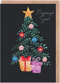 Karåcsonyi képeslap Karåcsonyfa, fekete, öko K131