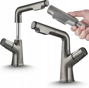 Mosdó Csaptelep Grafit matt álló Fürdőszobai Csaptelep Kihúzható kifolyócső