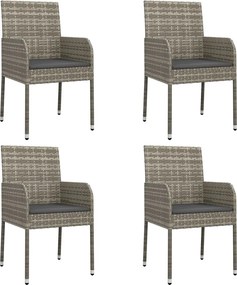 vidaXL 4 db szürke polyrattan kerti szék párnával